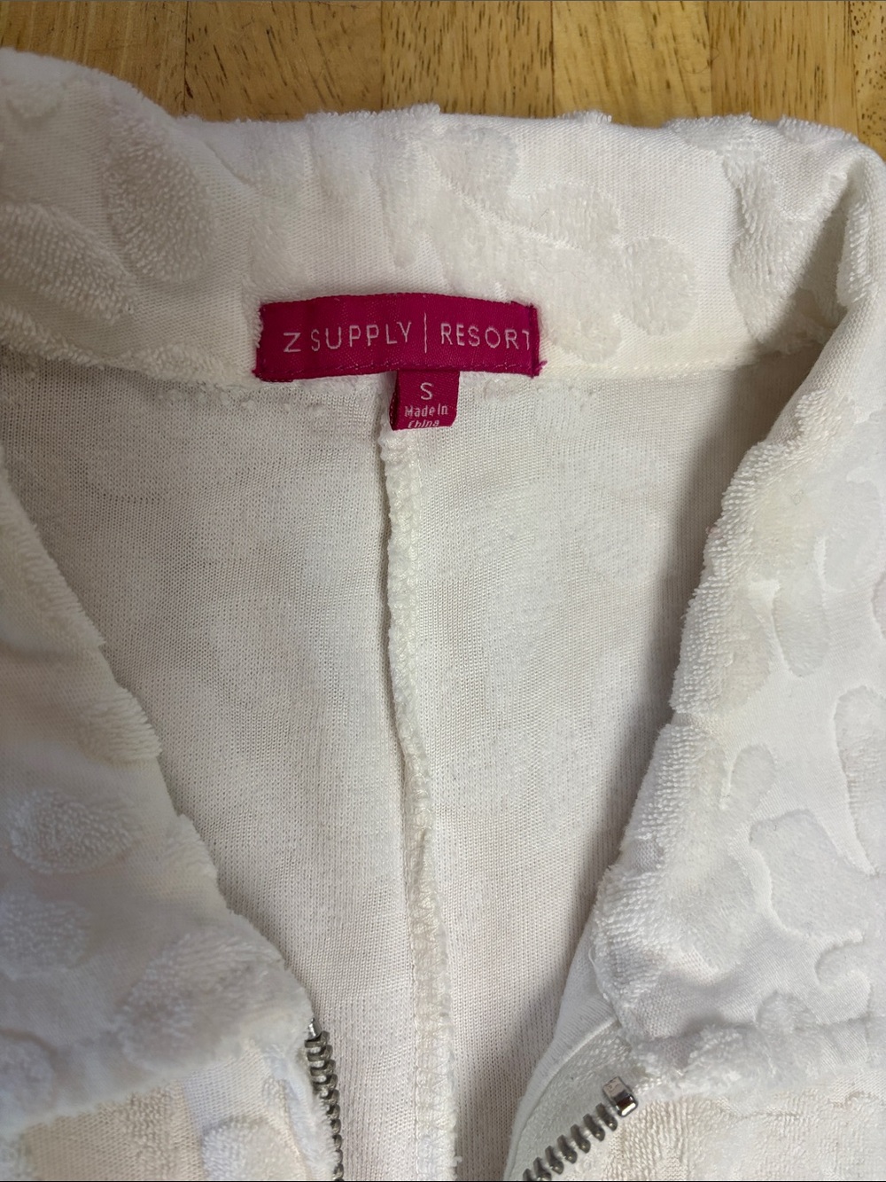EUC Z Supply Cabo Terry Romper Swim Coverup White Shell Tonal Floral Size S - Picture 2 of 5